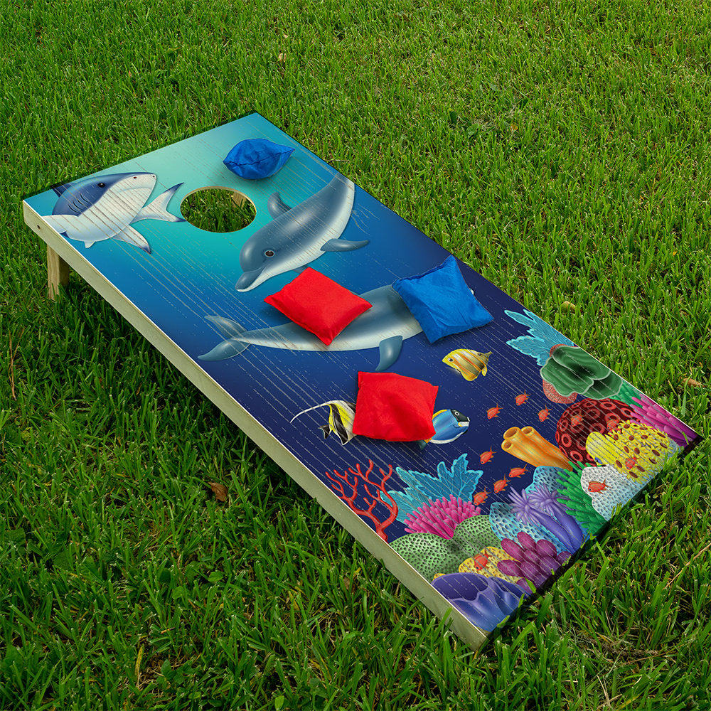 Tropical Ocean Floor - Cornhole Board Wrap - Set of 2