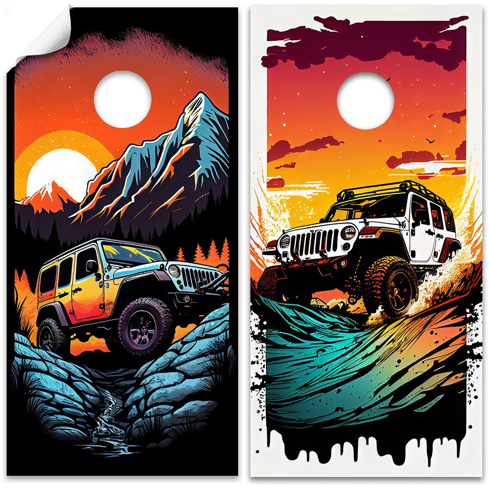 Jeep Adventure - Cornhole Board Wrap - Set of 2