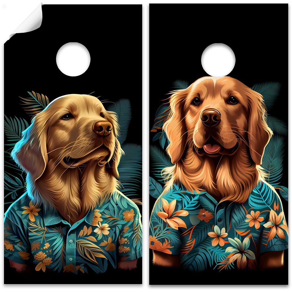 Party Animals Goldens - Cornhole Board Wrap - Set of 2