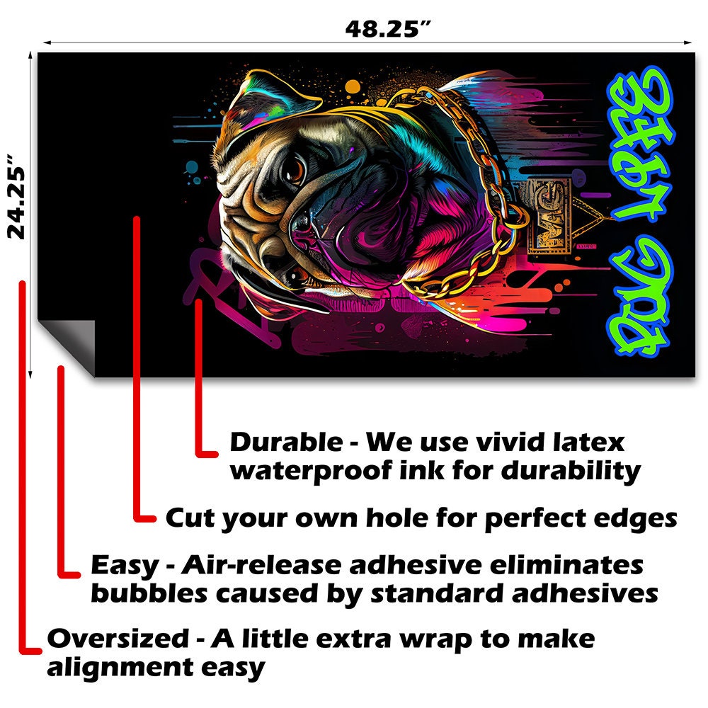 Pug Life - Cornhole Board Wrap - Set of 2