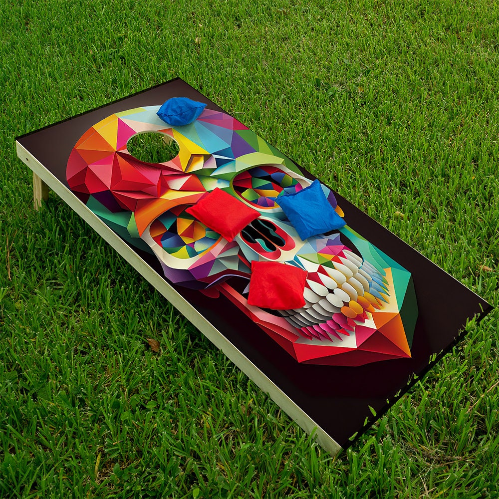 Rainbow Skulls - Cornhole Board Wrap - Set of 2