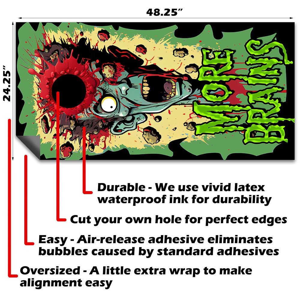 Zombie Headshot - Cornhole Board Wrap - Set of 2