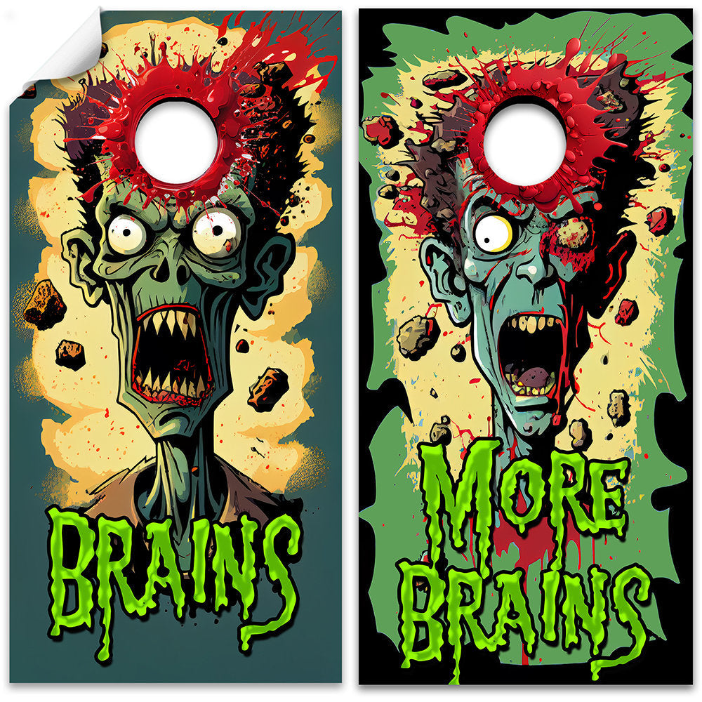 Zombie Headshot - Cornhole Board Wrap - Set of 2