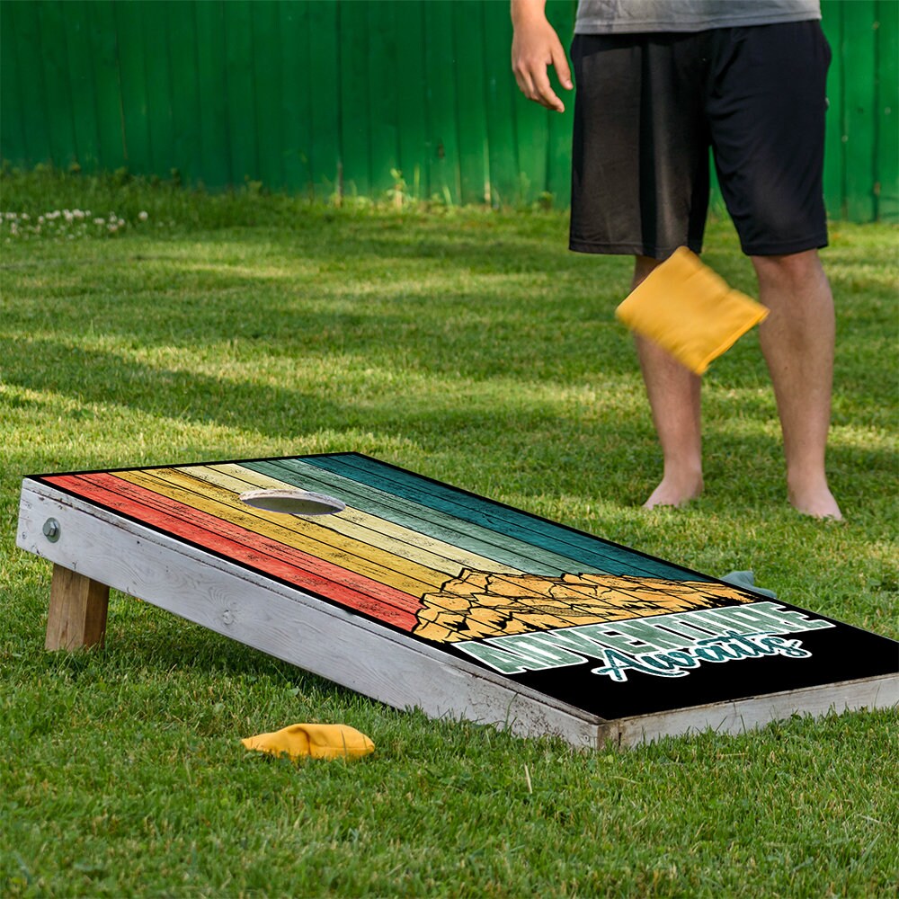 Adventure Awaits - Cornhole Board Wrap - Set of 2