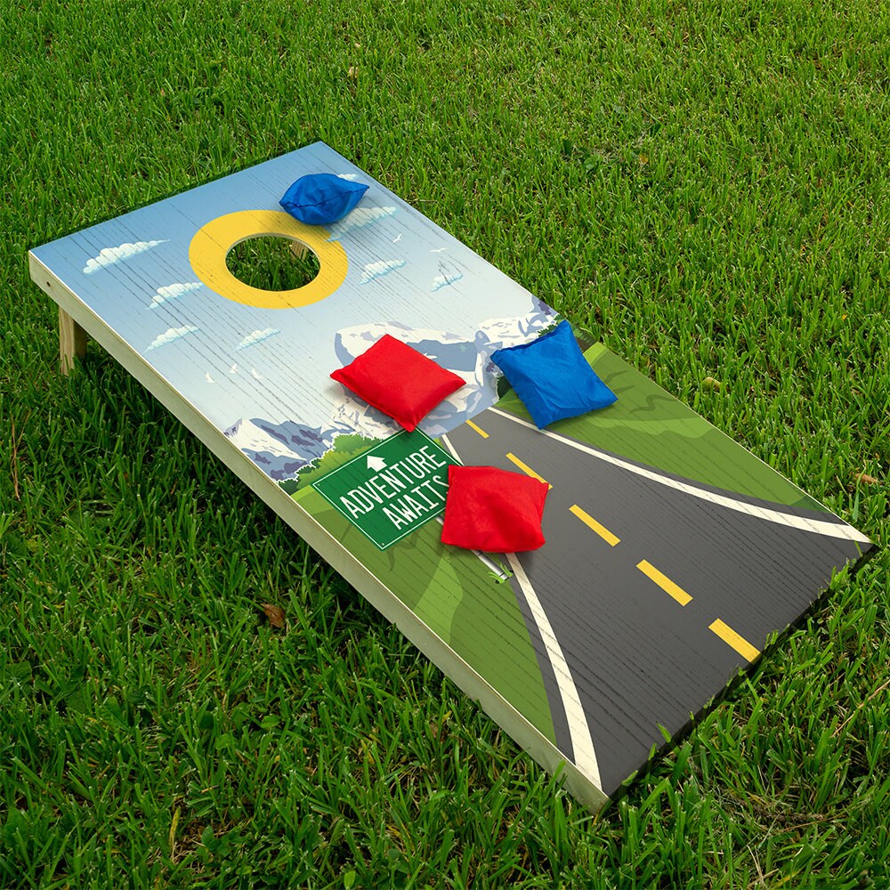 Scenic Road Mountain View - Cornhole Board Wrap - Set of 2