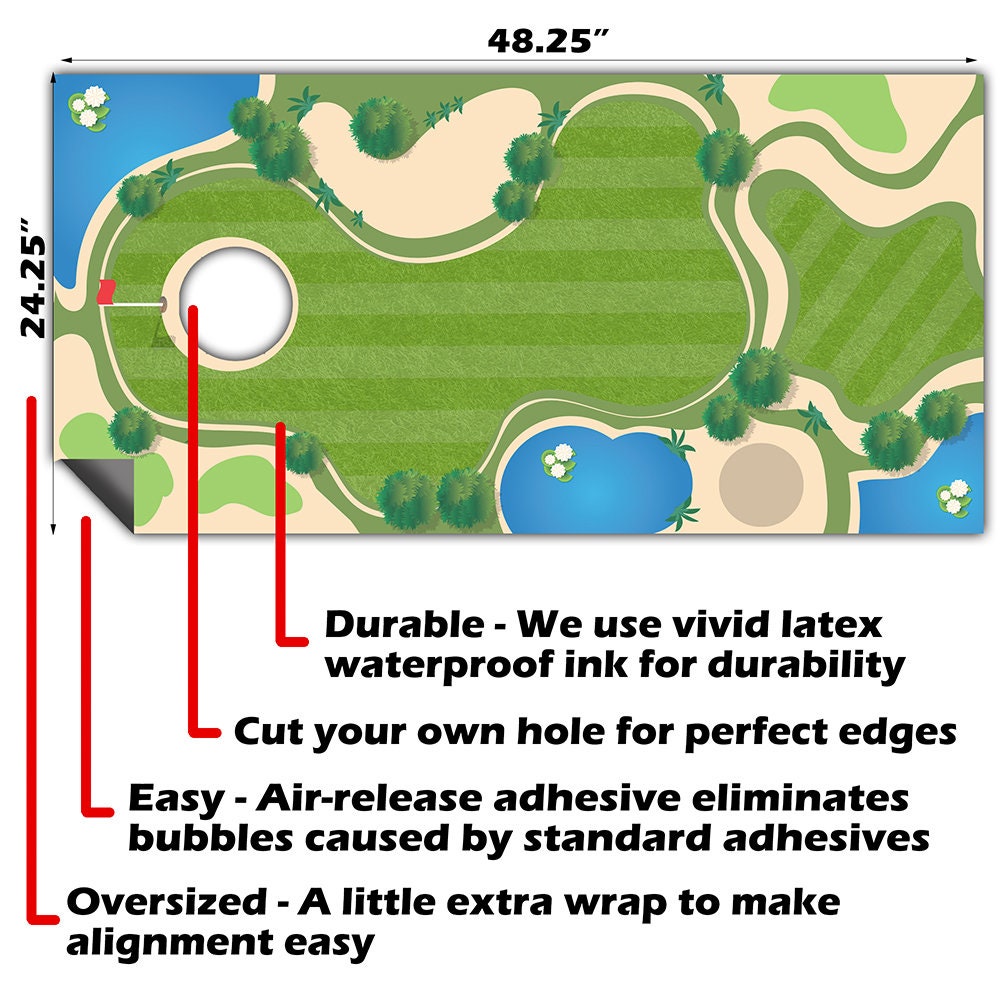 Golf Course - Cornhole Board Wrap - Set of 2