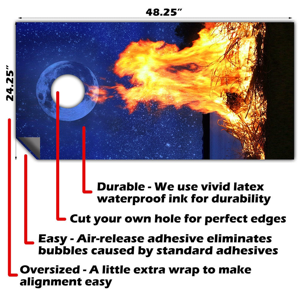 Campfire by the Lake - Cornhole Board Wrap - Set of 2