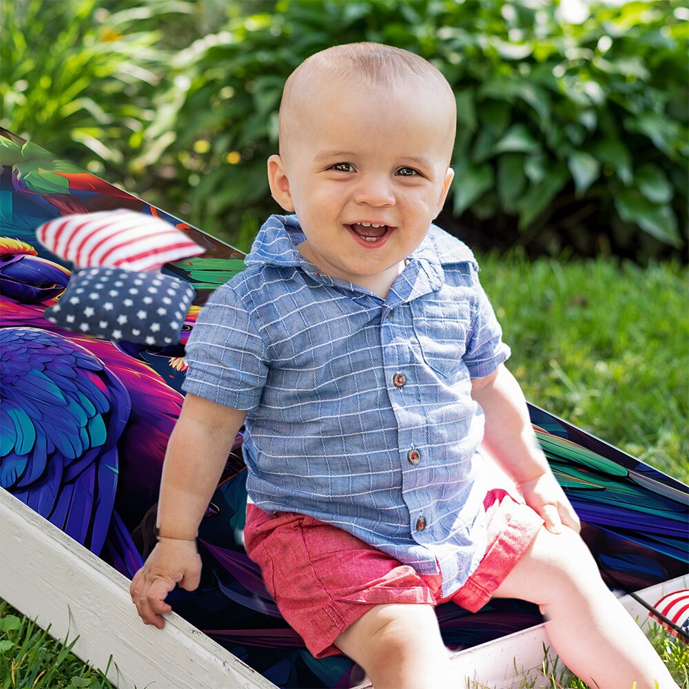 Colorful Parrots - Cornhole Board Wrap - Set of 2