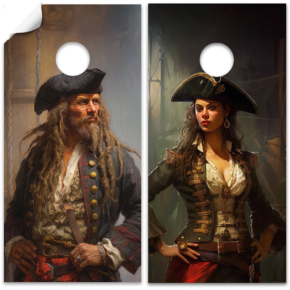Vintage Pirates Painting - Cornhole Board Wrap - Set of 2