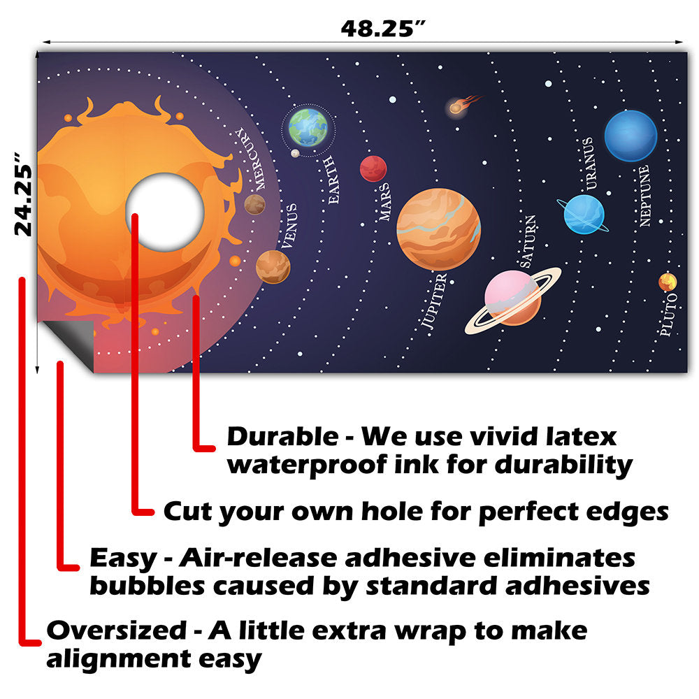 Planetary Solar System - Cornhole Board Wrap - Set of 2