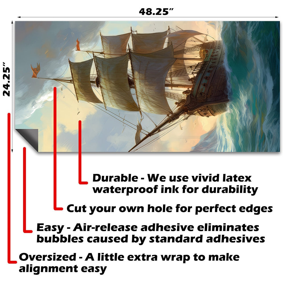 Vintage Sailing Ships Painting - Cornhole Board Wrap - Set of 2