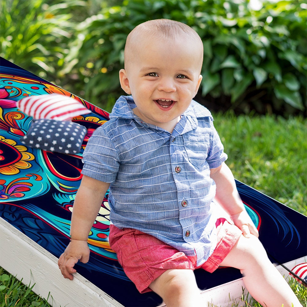 Sugar Skulls - Cornhole Board Wrap - Set of 2