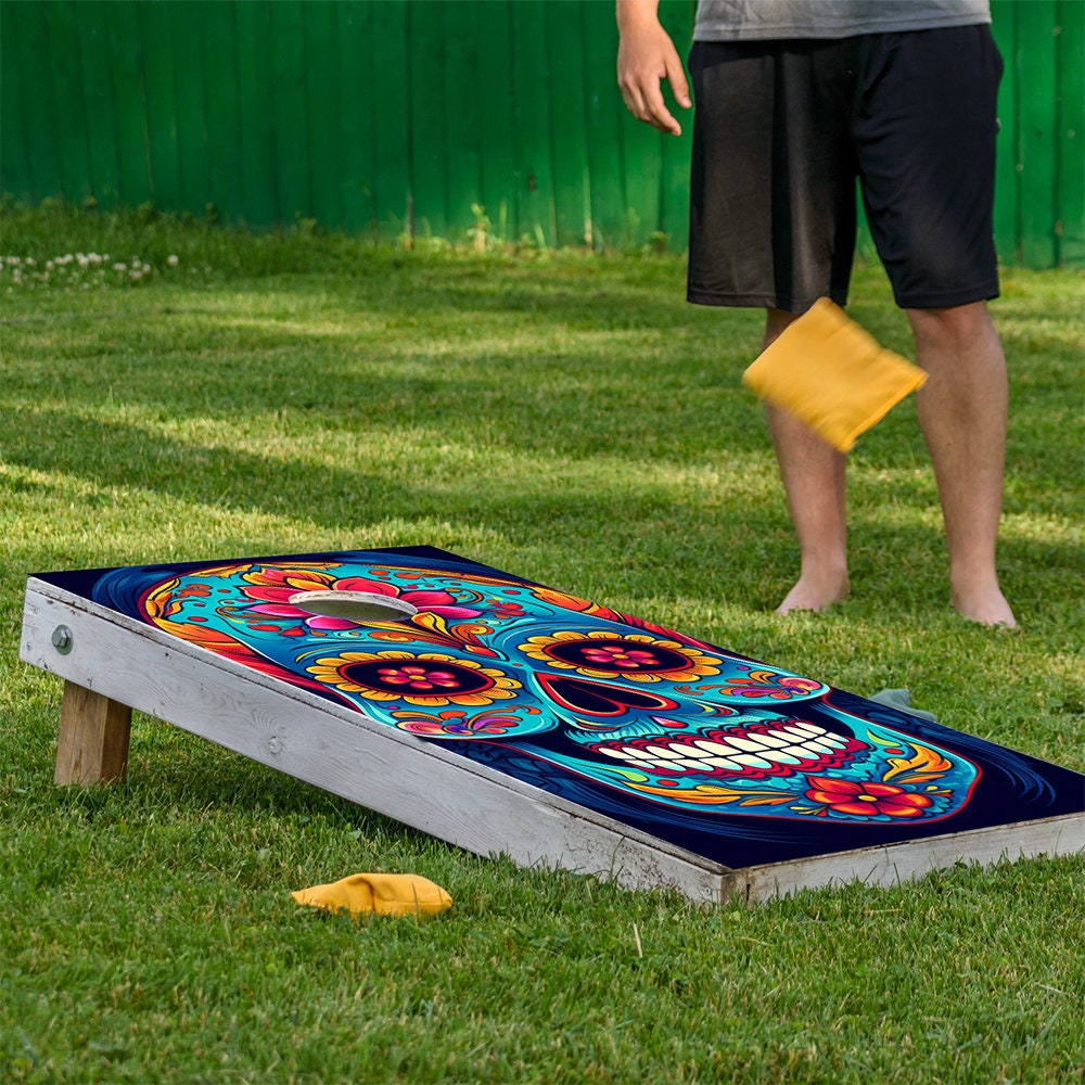 Sugar Skulls - Cornhole Board Wrap - Set of 2