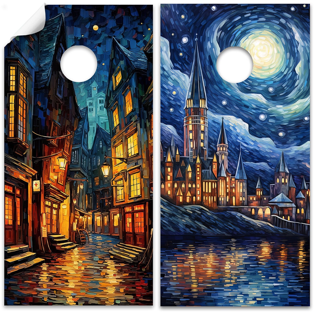 Fantasy Wizard World - Cornhole Board Wrap - Set of 2