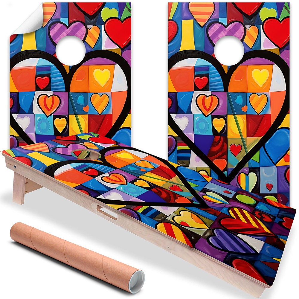 Heart to Heart - Cornhole Board Wrap - Set of 2