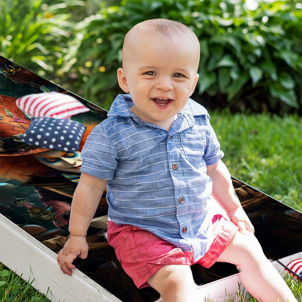 Mad Hatter Cheshire Cat - Cornhole Board Wrap - Set of 2