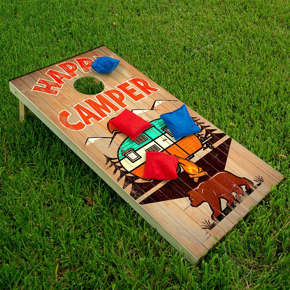 Happy Camper - Cornhole Board Wrap - Set of 2