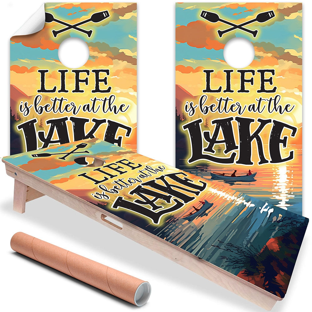 Life is Better at the Lake - Cornhole Board Wrap - Set of 2