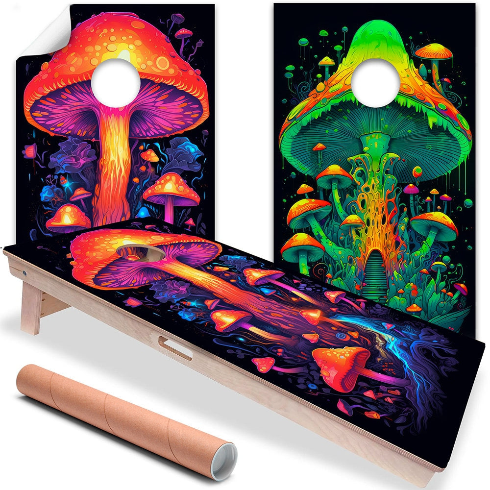 Vibrant Mycologist Mushroom - Cornhole Board Wrap - Set of 2