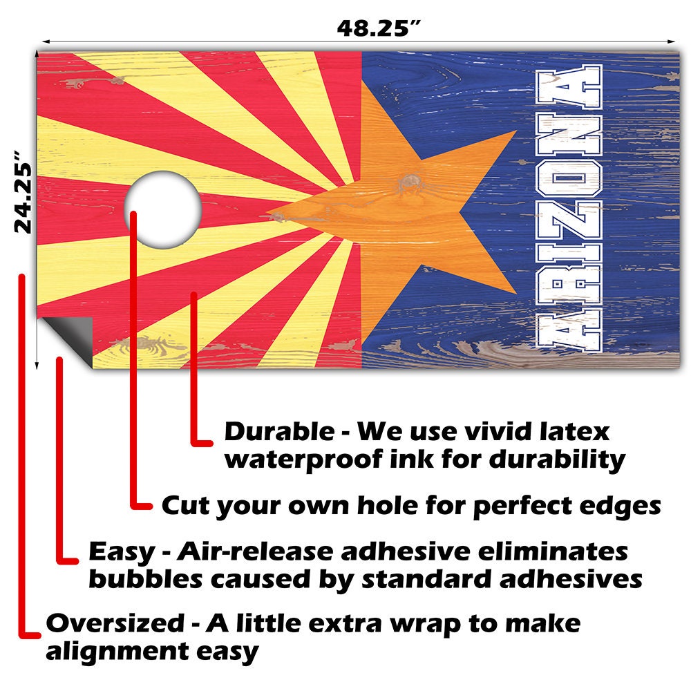 Arizona State Flag - Cornhole Board Wrap - Set of 2