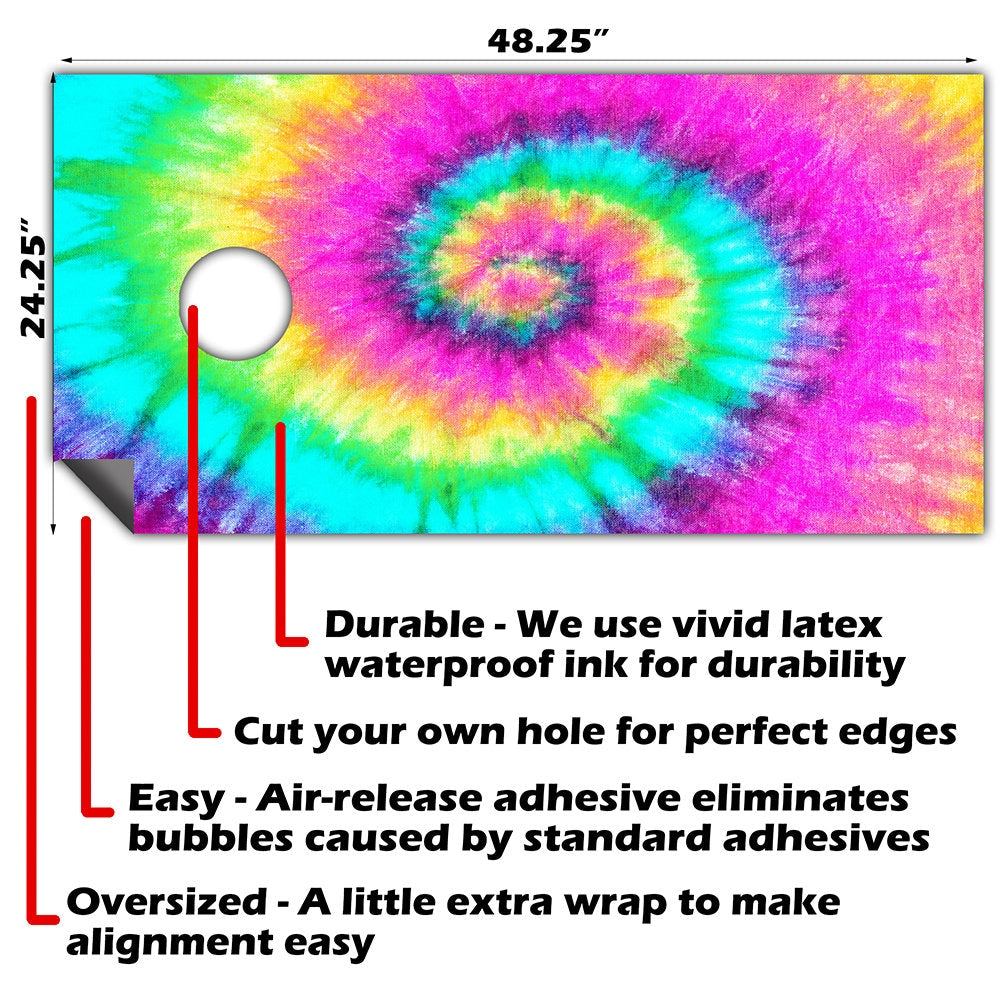 Rainbow Tie Dye - Cornhole Board Wrap - Set of 2