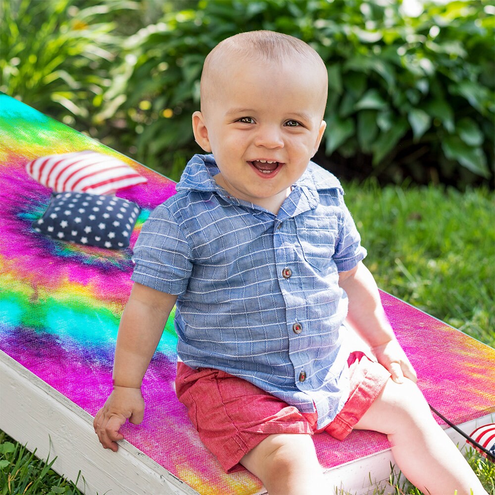 Rainbow Tie Dye - Cornhole Board Wrap - Set of 2