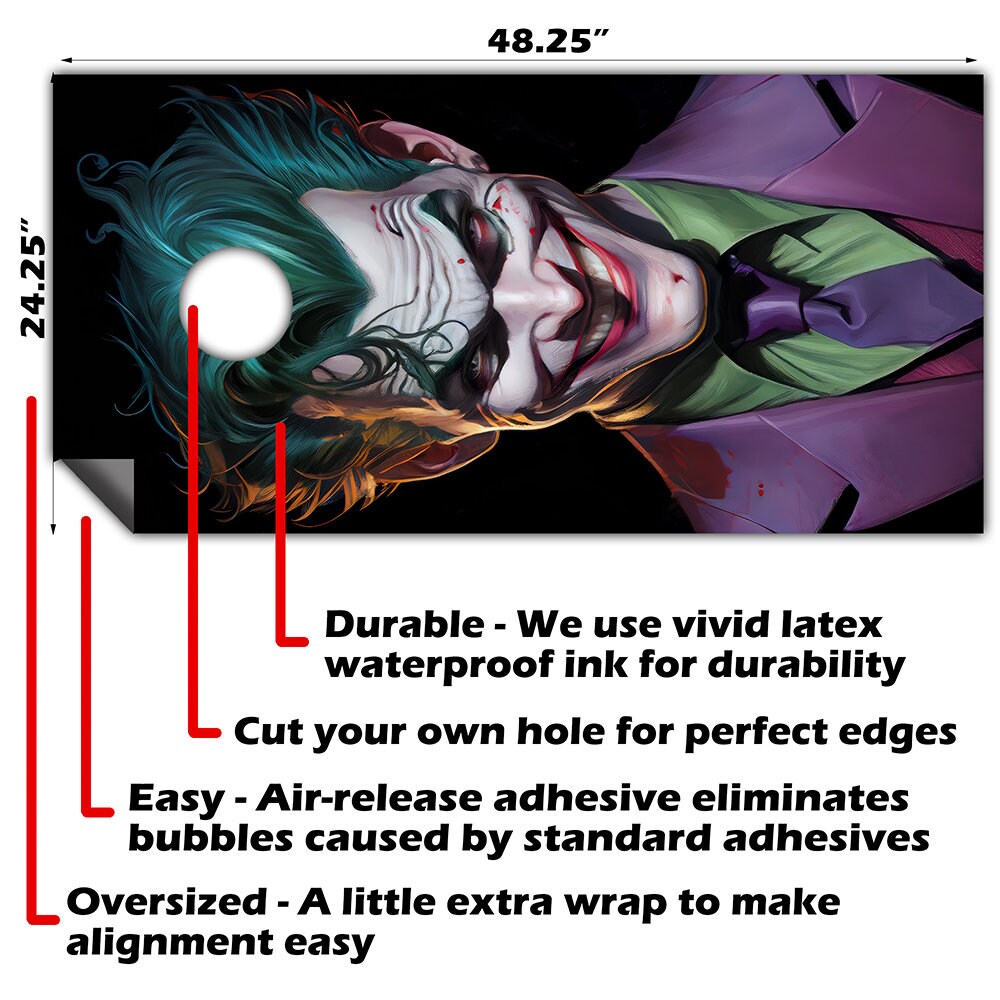 Cool Evil Clown - Cornhole Board Wrap - Set of 2