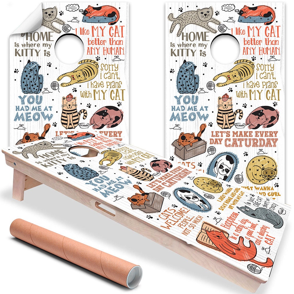 Goofy Cats - Cornhole Board Wrap - Set of 2