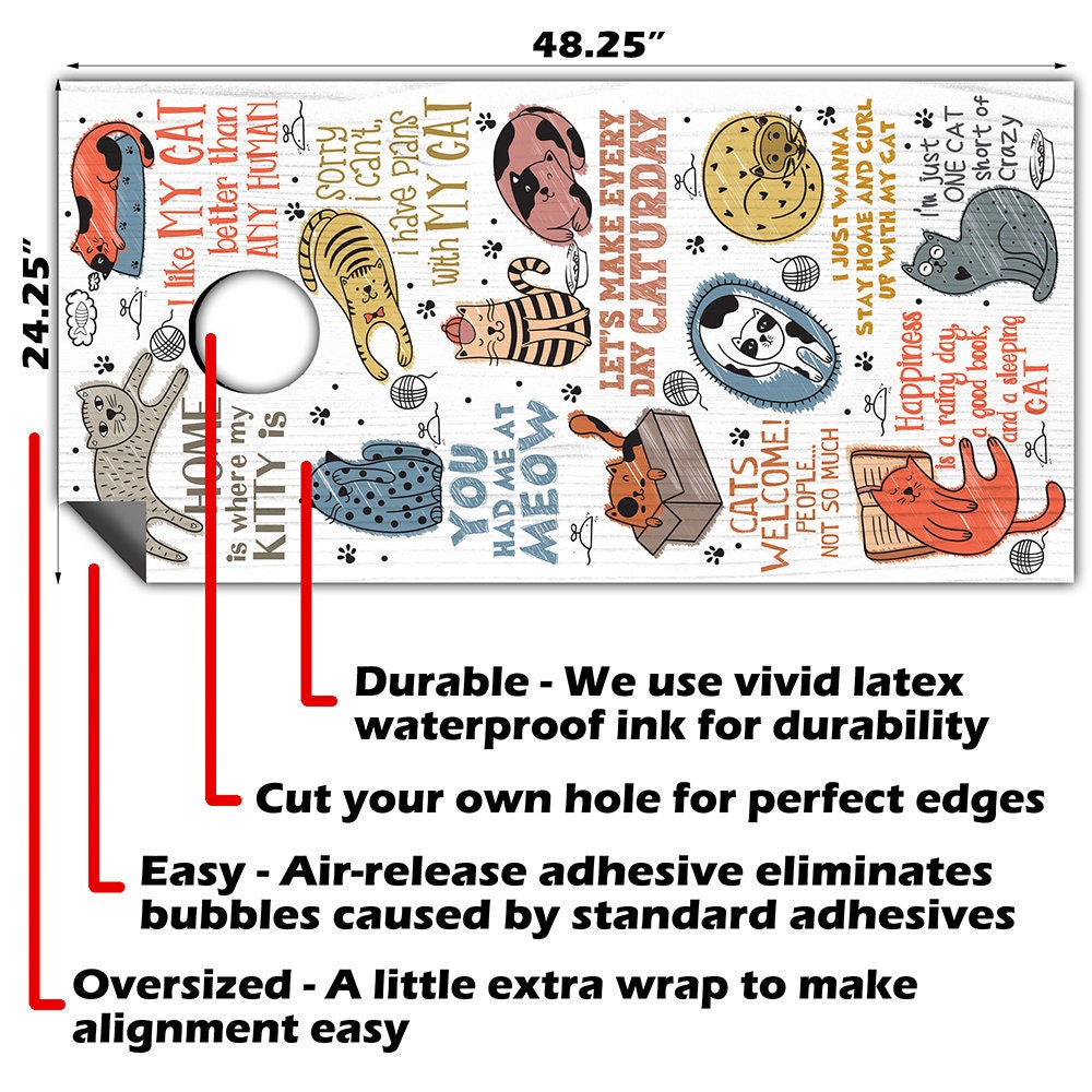 Goofy Cats - Cornhole Board Wrap - Set of 2