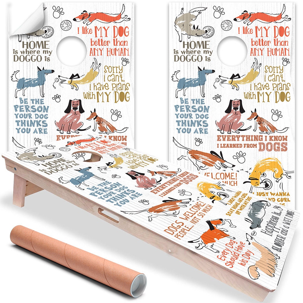 Goofy Doggos - Cornhole Board Wrap - Set of 2
