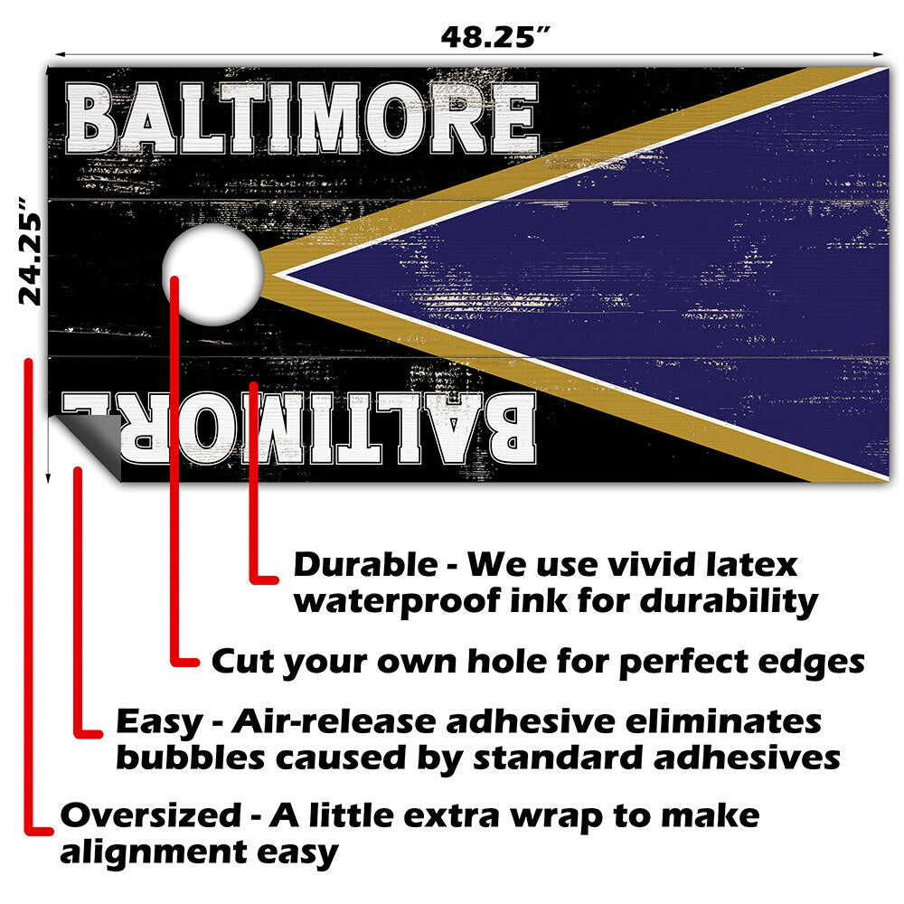 Baltimore Football - Cornhole Board Wrap - Set of 2