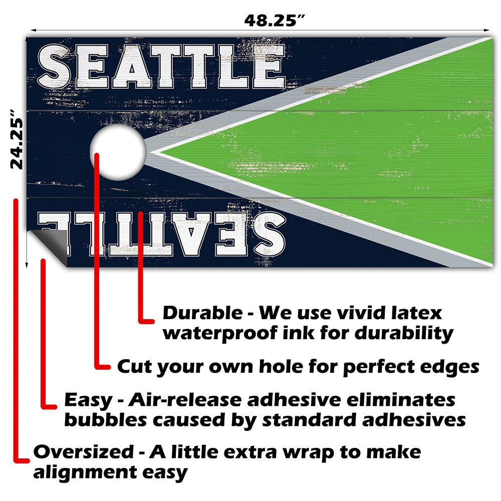 Seattle Football - Cornhole Board Wrap - Set of 2