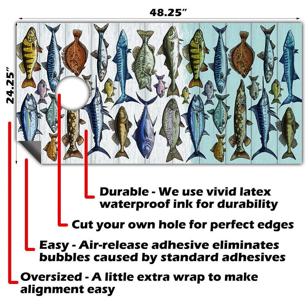 Fishing - Cornhole Board Wrap - Set of 2