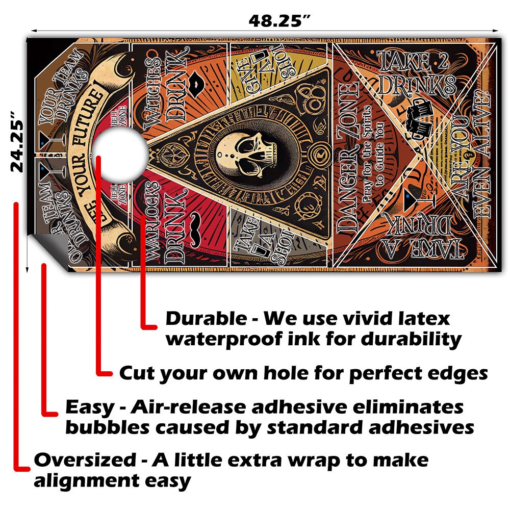 Oujia Board - Cornhole Board Wrap - Set of 2