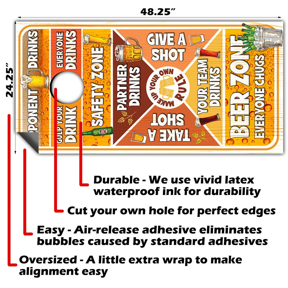 Beer Game - Cornhole Board Wrap - Set of 2