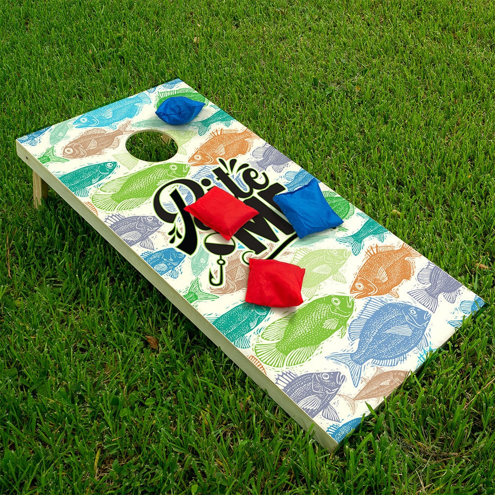 Bite Me Fishing - Cornhole Board Wrap - Set of 2