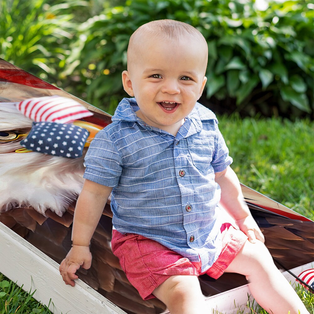 USA American Eagle and Fireworks - Cornhole Board Wrap - Set of 2