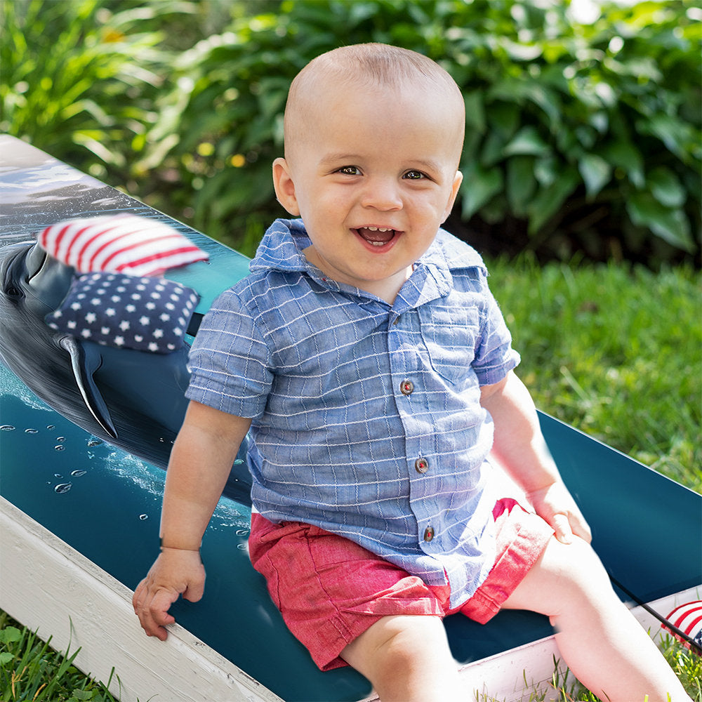 Ocean Dolphins - Cornhole Board Wrap - Set of 2