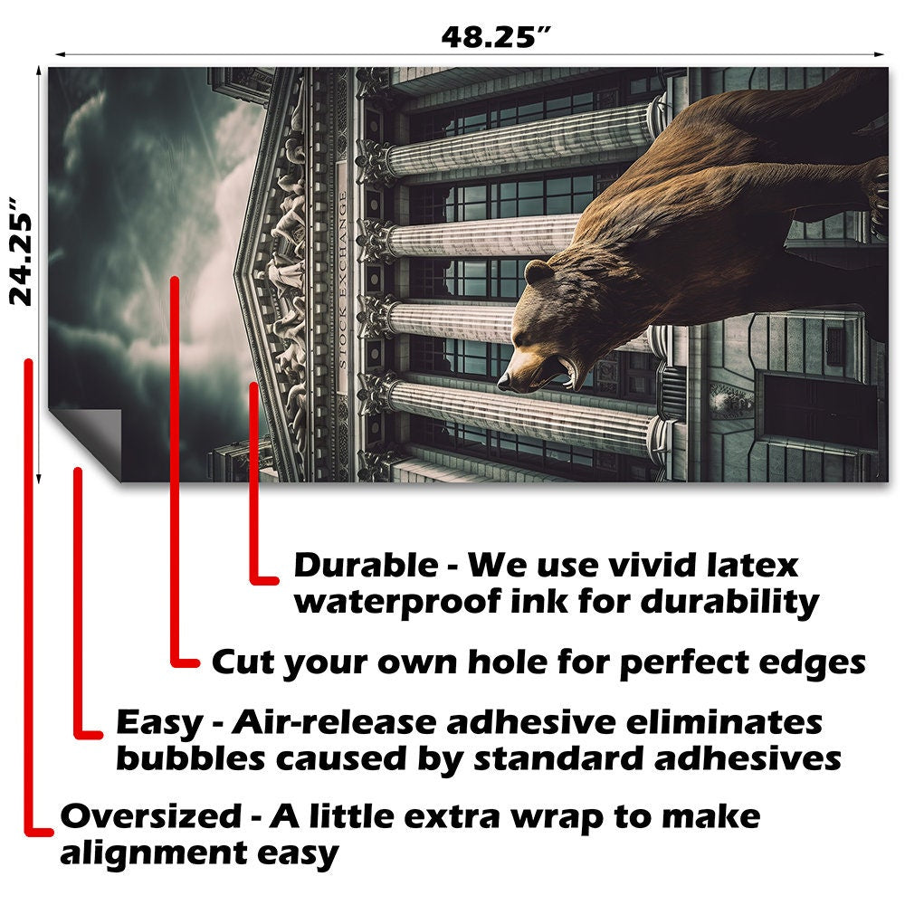 Wall Street Bear and Bull - Cornhole Board Wrap - Set of 2