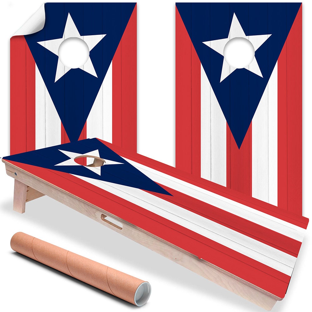 Puerto Rican Flag - Cornhole Board Wrap - Set of 2