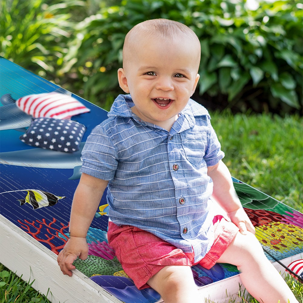 Tropical Ocean Floor - Cornhole Board Wrap - Set of 2