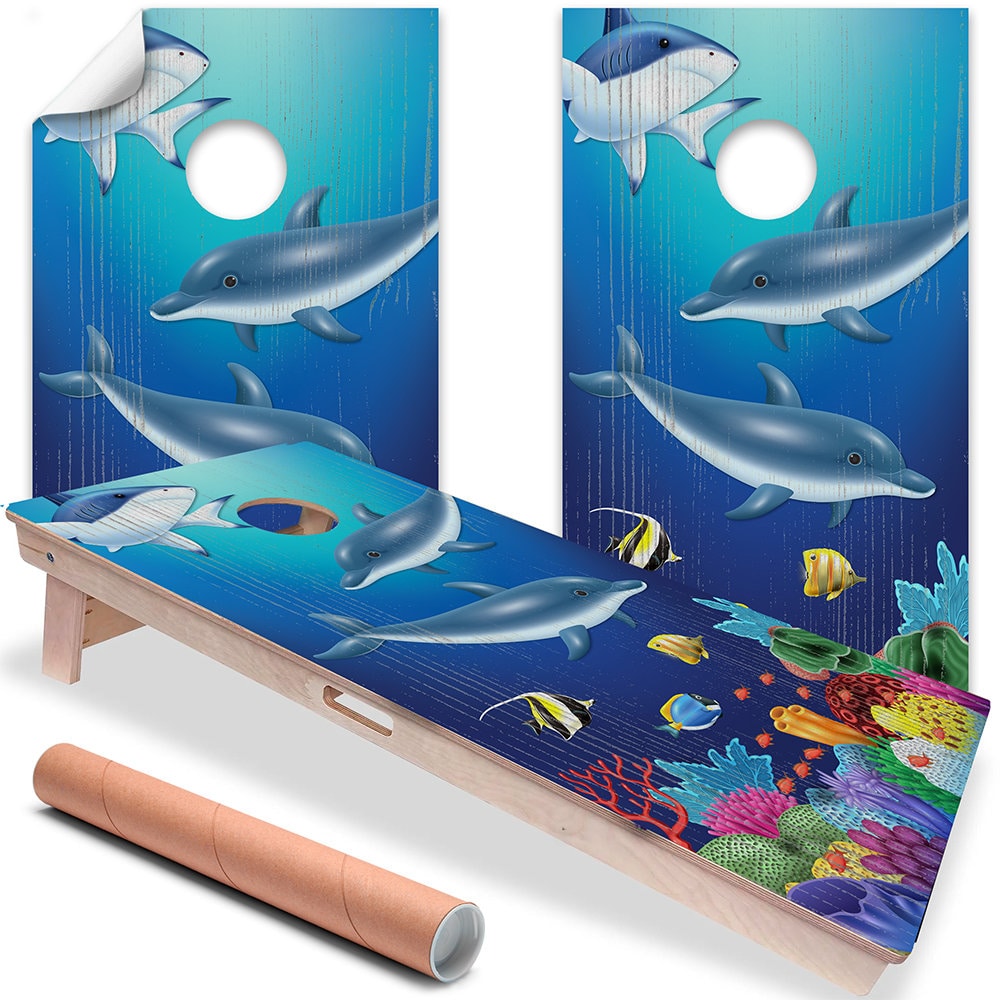 Tropical Ocean Floor - Cornhole Board Wrap - Set of 2