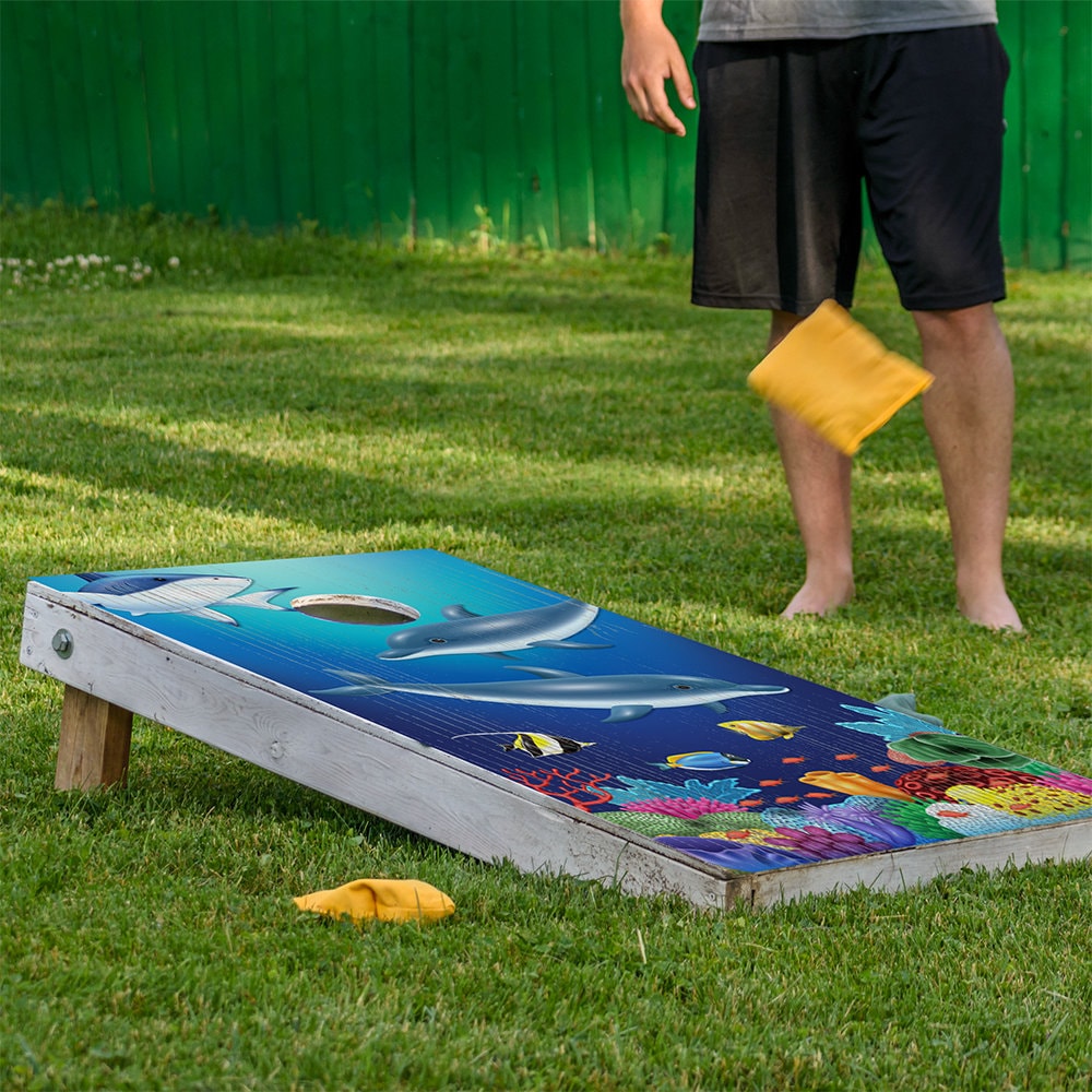 Tropical Ocean Floor - Cornhole Board Wrap - Set of 2