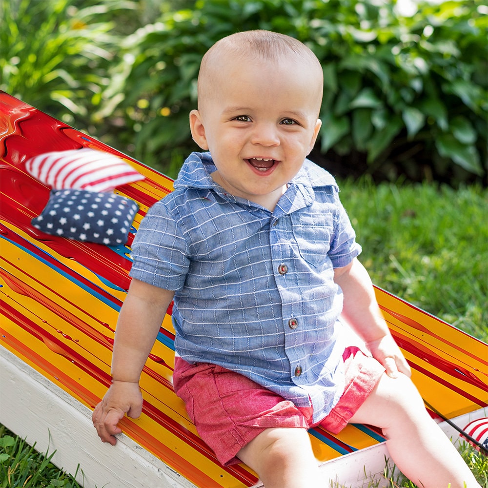 Warm Vibrant Dripping Paint - Cornhole Board Wrap - Set of 2