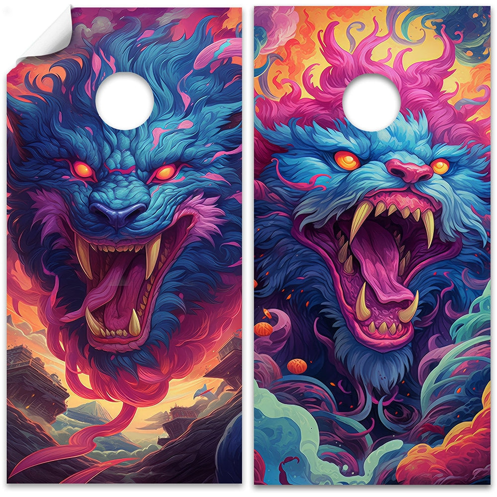 Fantasy Mythical Anime Beasts - Cornhole Board Wrap - Set of 2