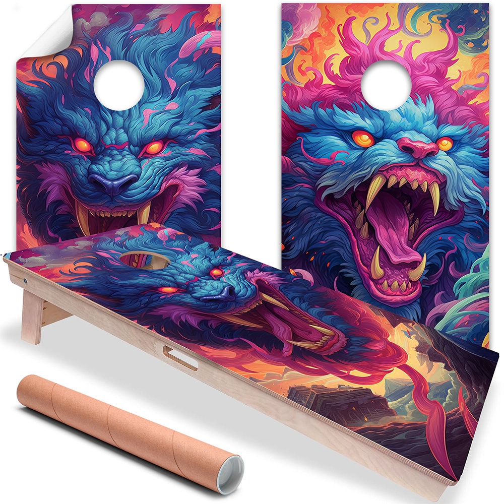 Fantasy Mythical Anime Beasts - Cornhole Board Wrap - Set of 2