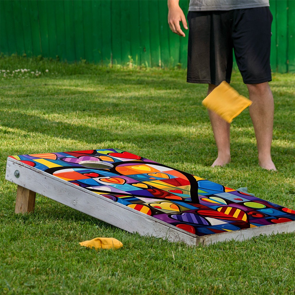 Heart to Heart - Cornhole Board Wrap - Set of 2