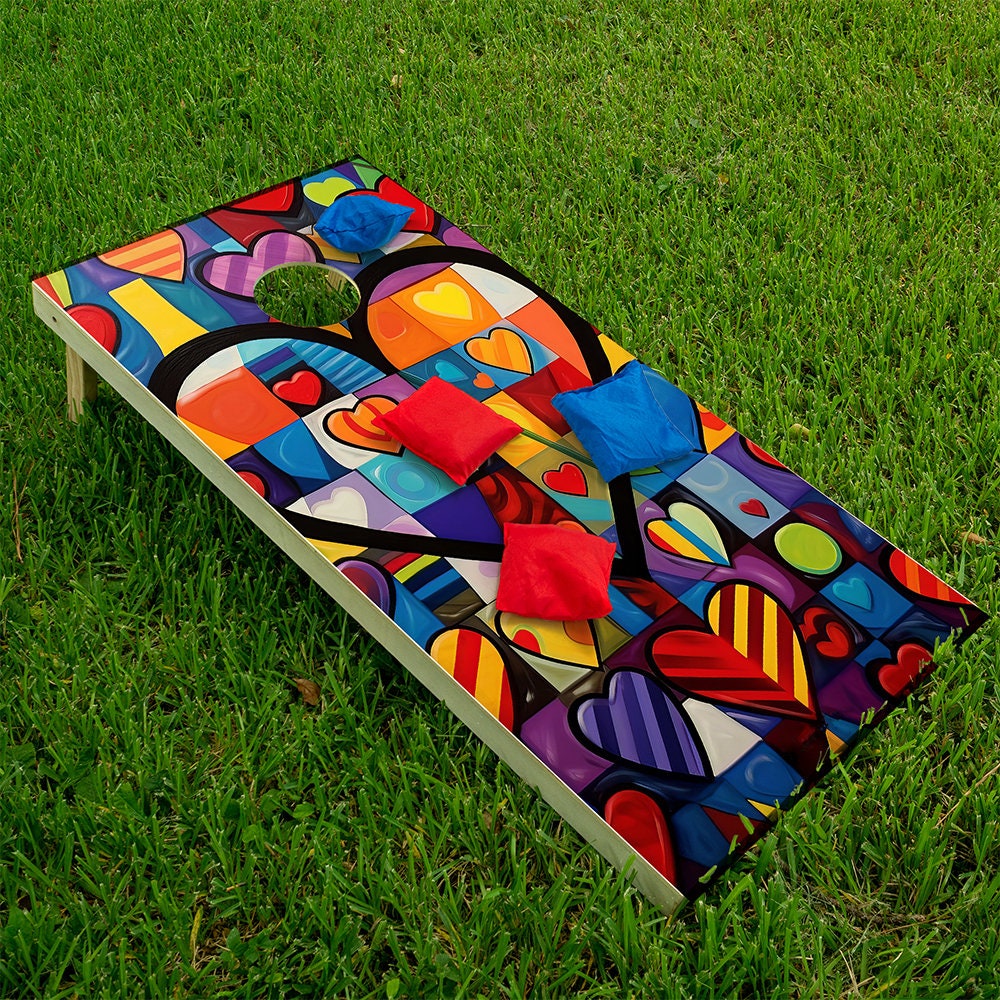 Heart to Heart - Cornhole Board Wrap - Set of 2