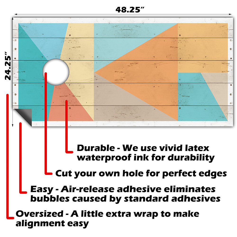 Minimalist Geometric Shapes - Cornhole Board Wrap - Set of 2