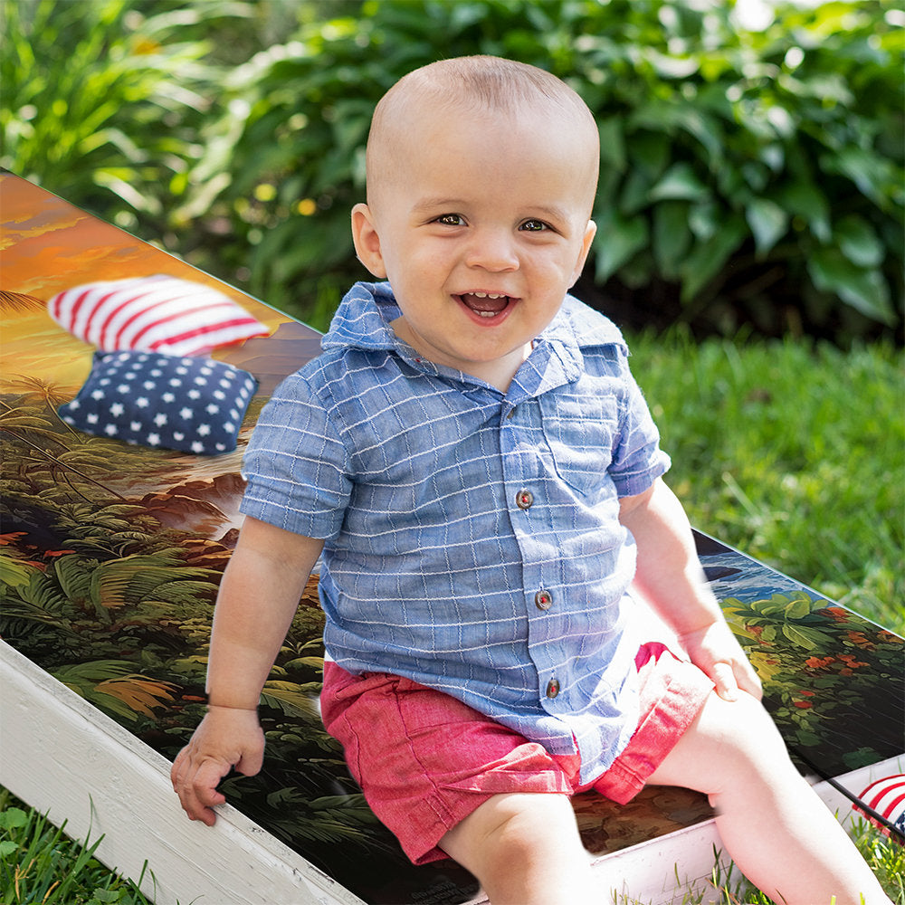 Tropical Beaches - Cornhole Board Wrap - Set of 2